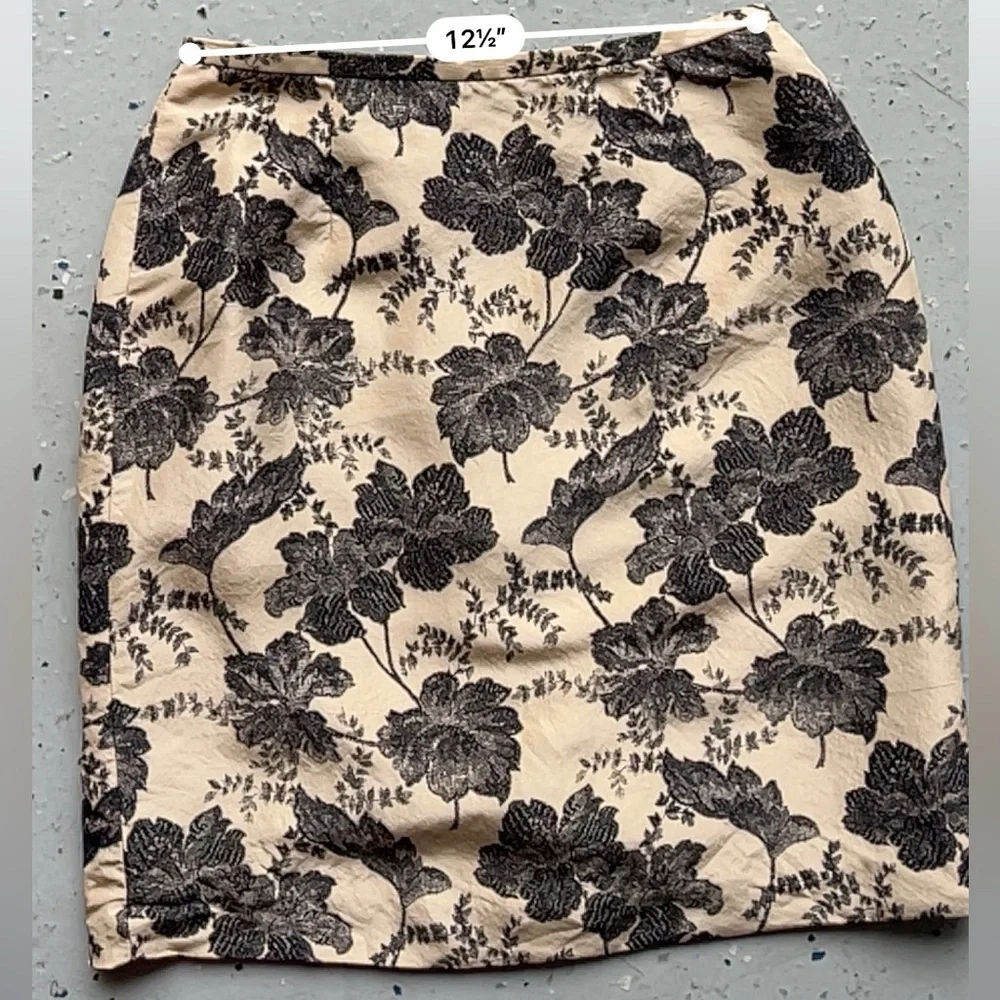 Ann Taylor 100% Silk Gold Black Floral Brocade Mini Skirt Evening‎ Party 4